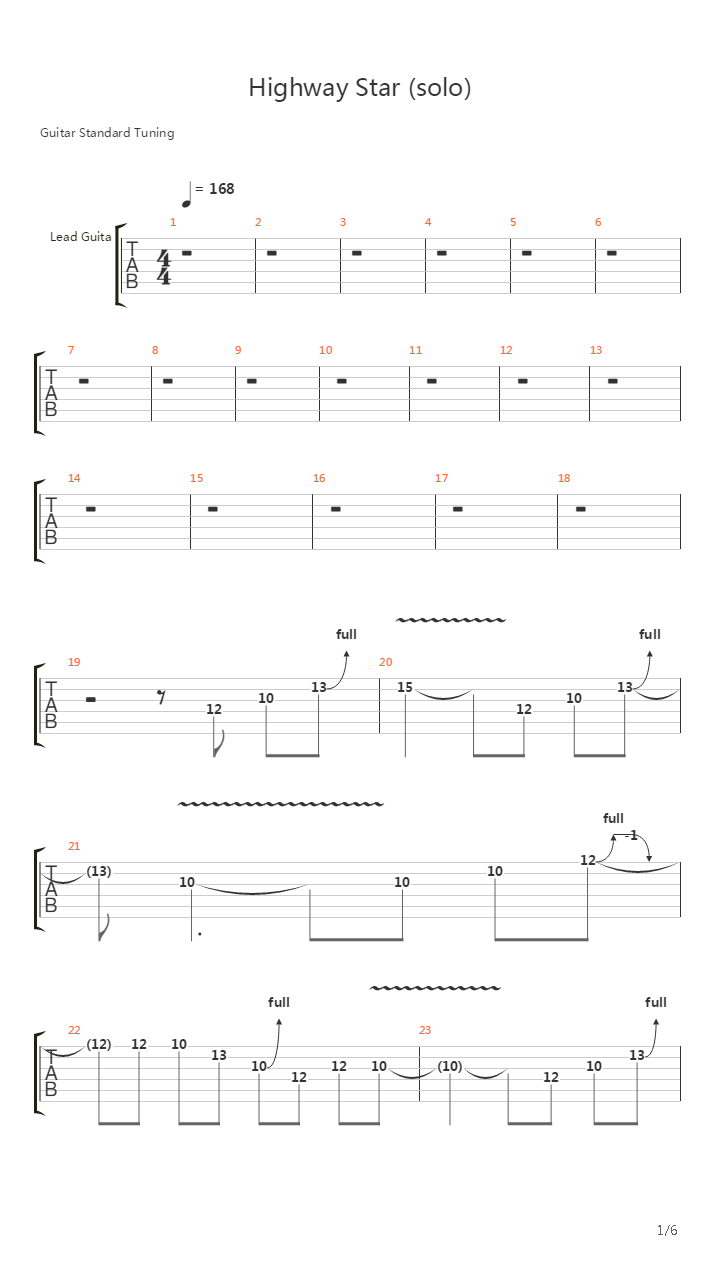 Highway Star (Solo)吉他谱