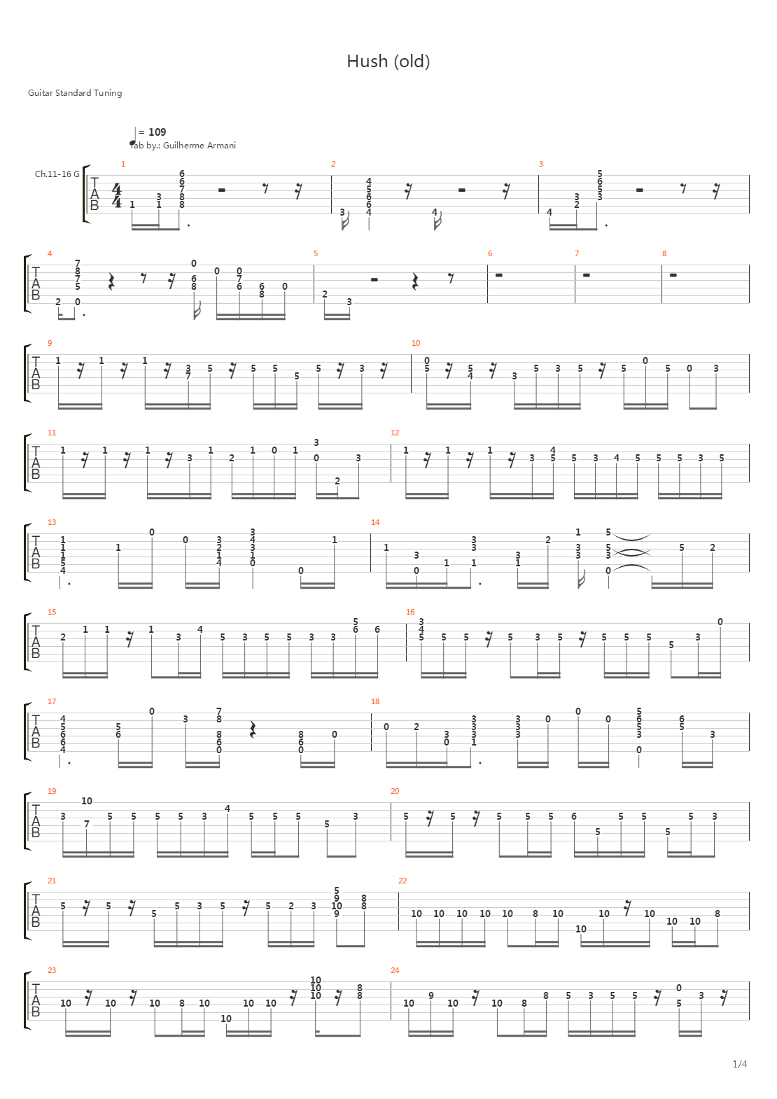 Hush (old)吉他谱
