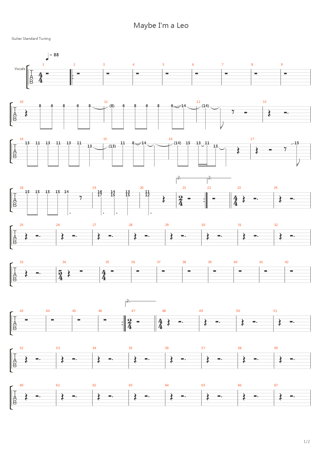 Maybe I'm a Leo吉他谱
