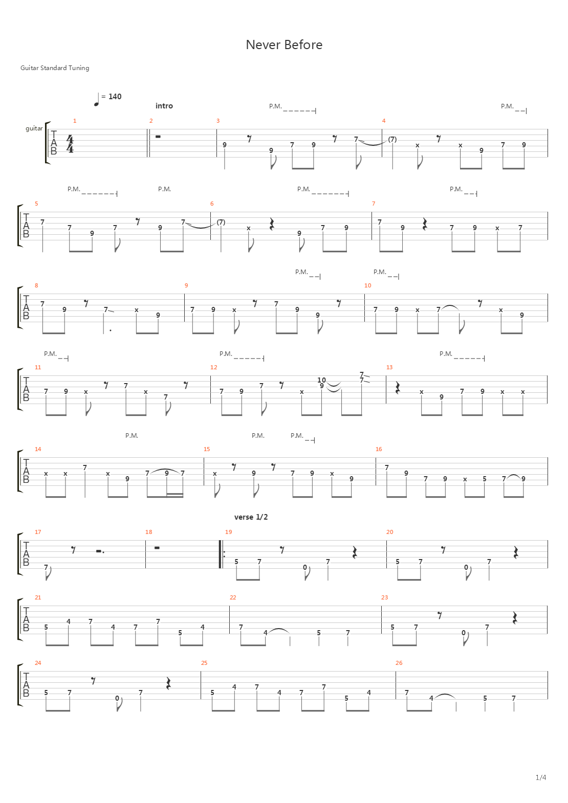 Never Before吉他谱