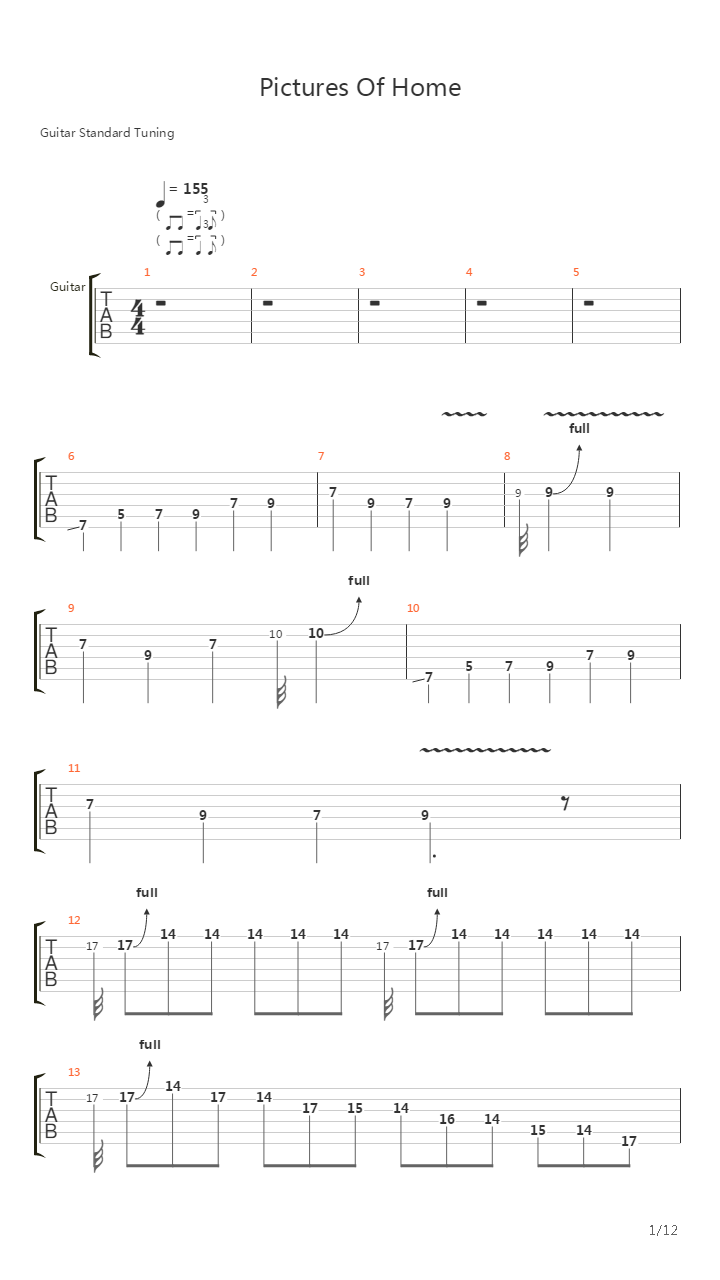 Pictures Of Home吉他谱