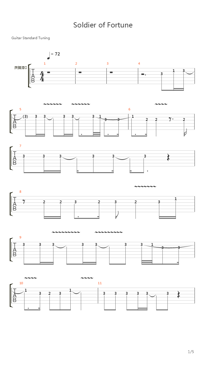 Soldier Of Fortune吉他谱
