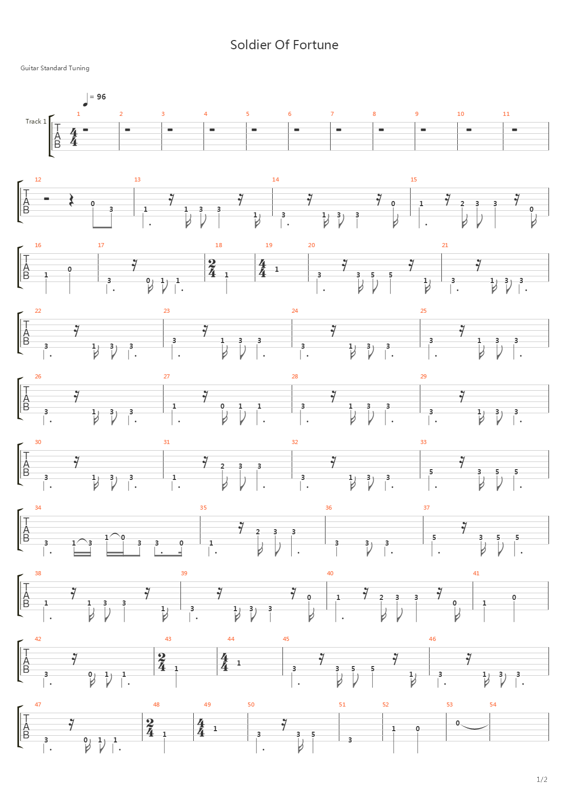 Soldier Of Fortune吉他谱