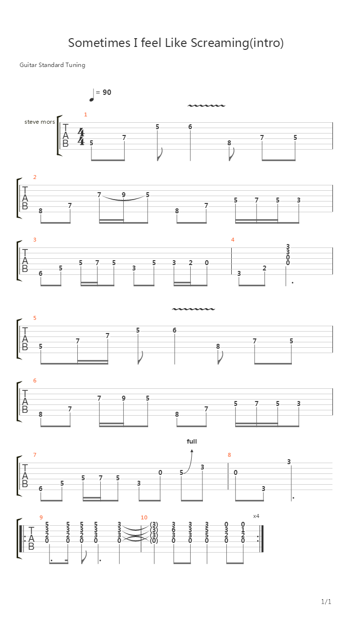 Sometimes I Feel Like Screaming (Intro)吉他谱