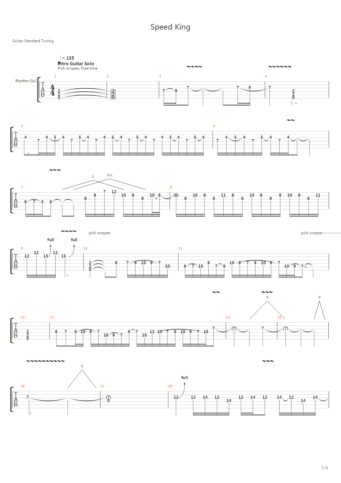 Speed King吉他谱