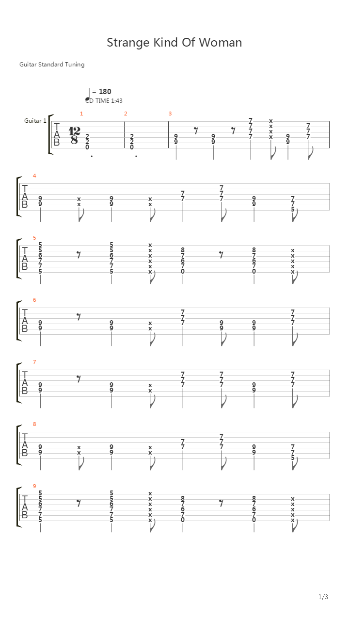 Strange Kind Of Woman吉他谱