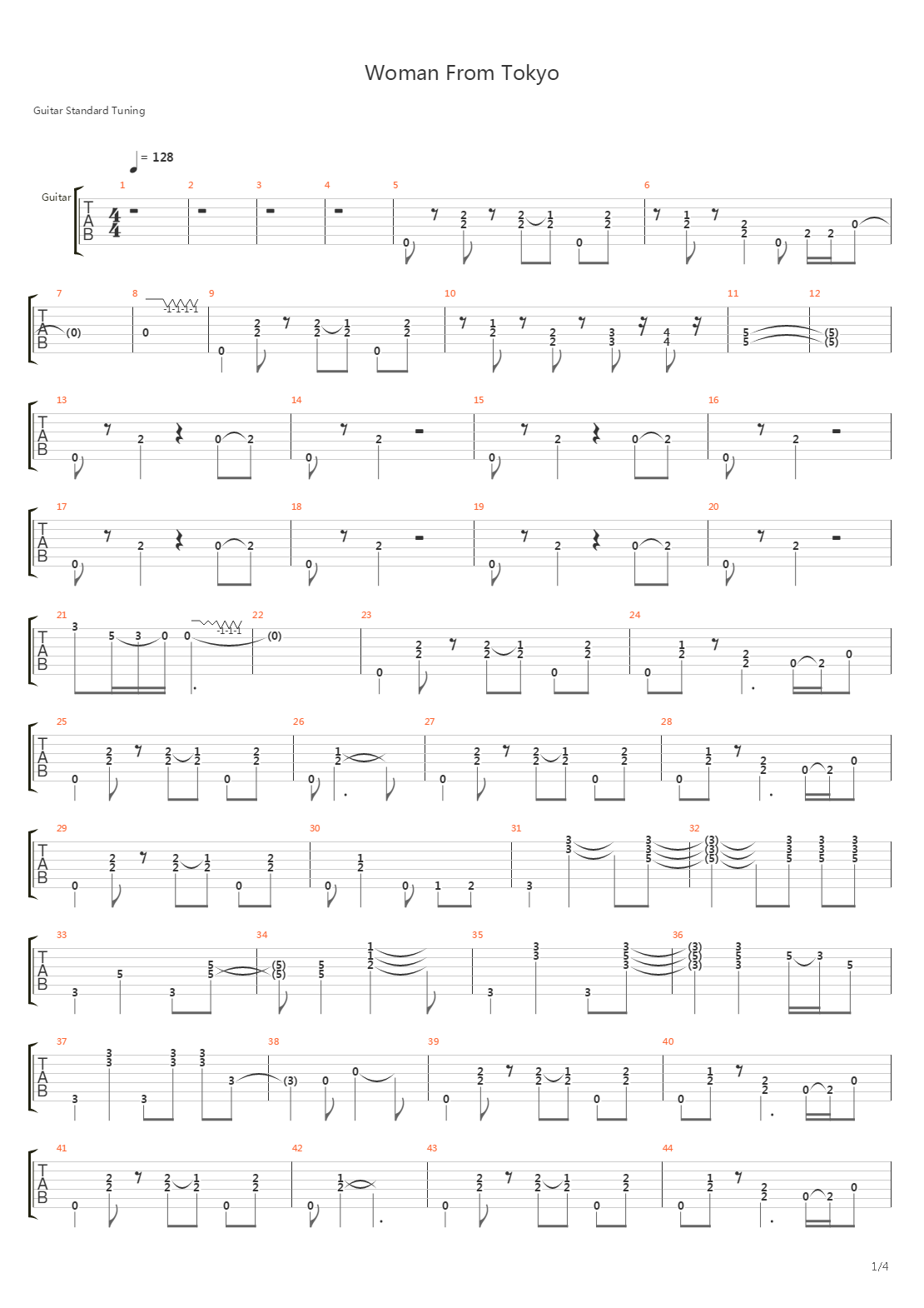 Woman From Tokyo吉他谱