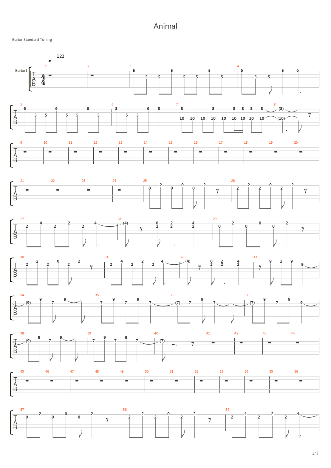 Animal吉他谱