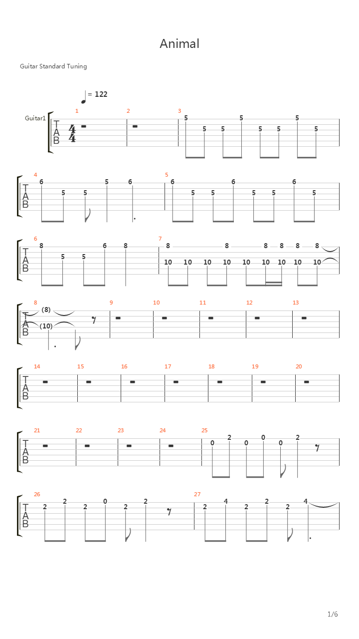 Animal吉他谱