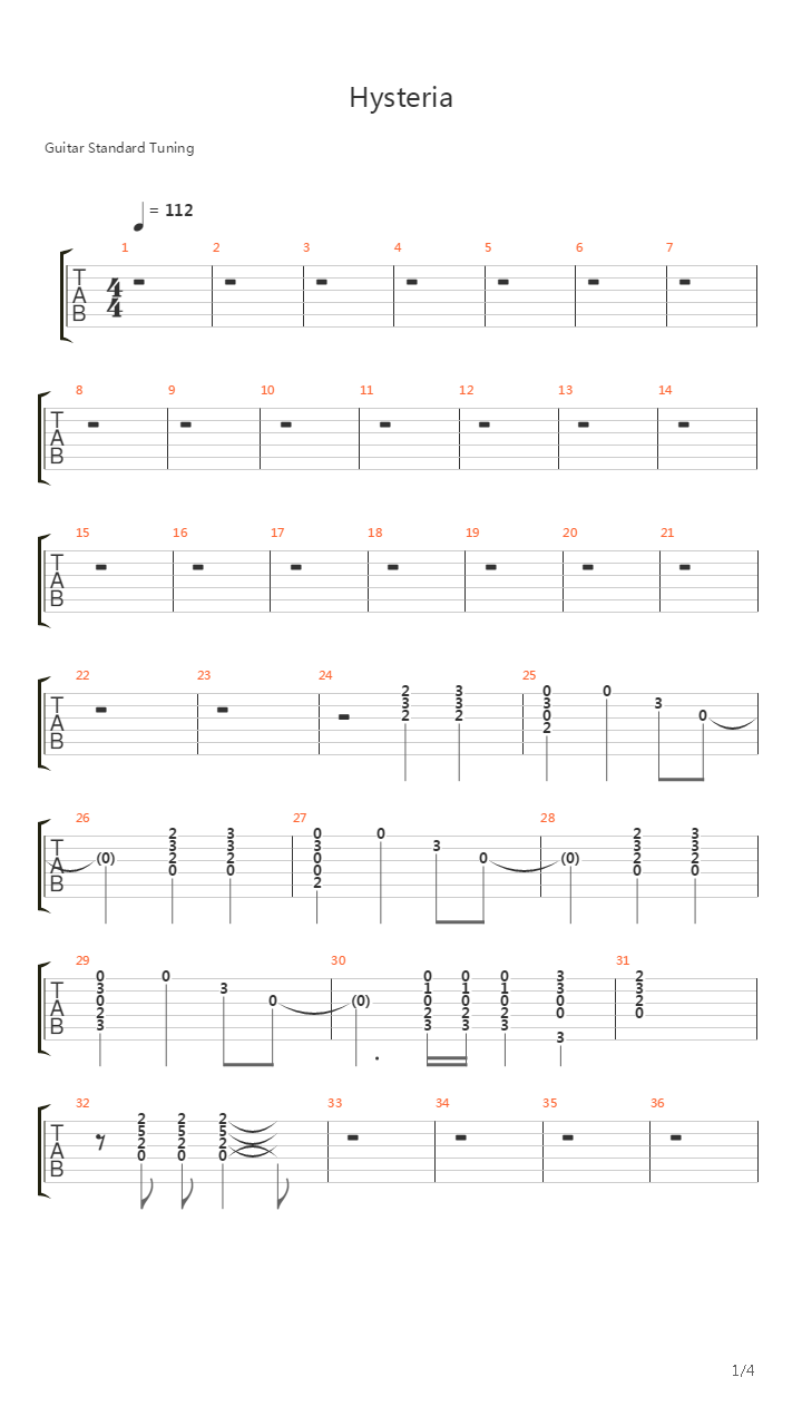 Hysteria吉他谱