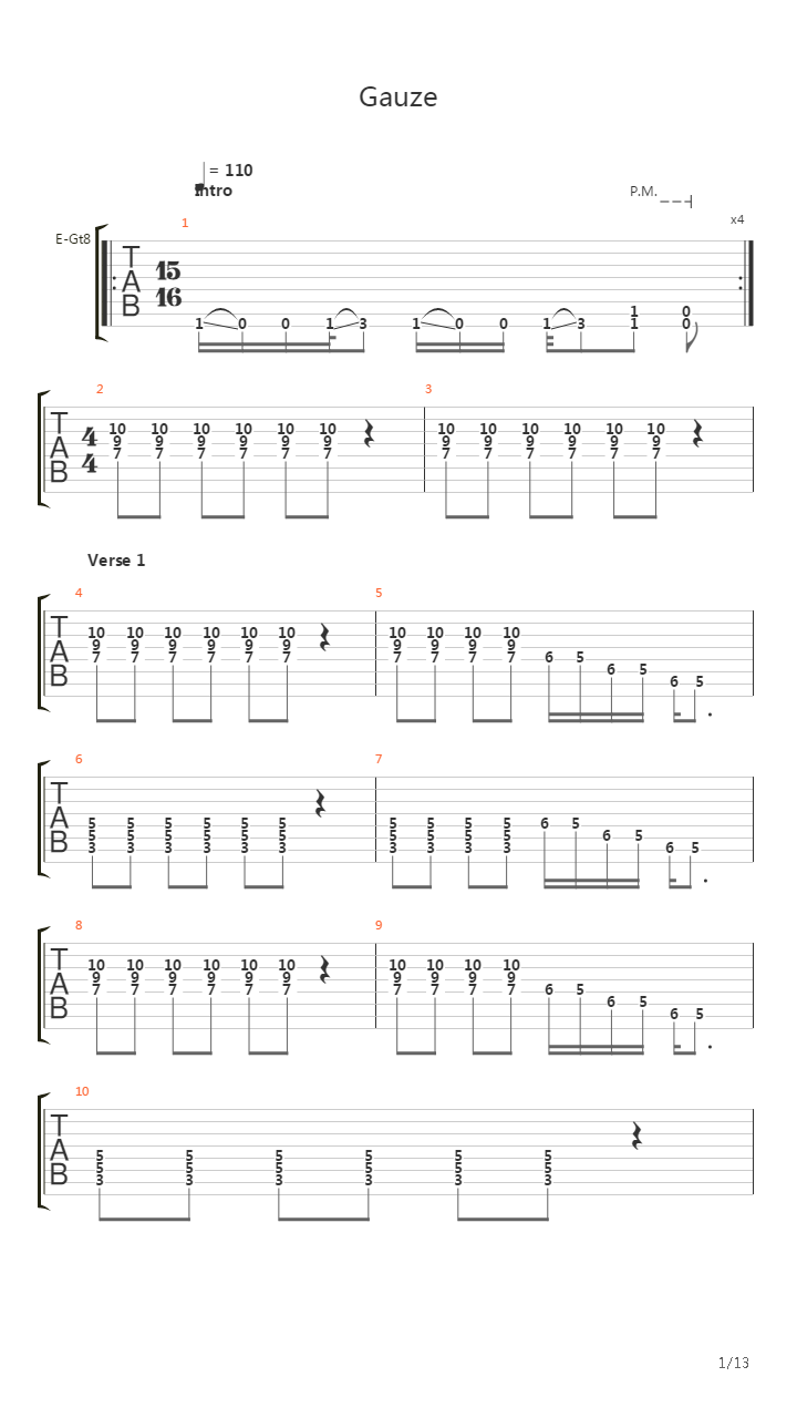 Gauze吉他谱