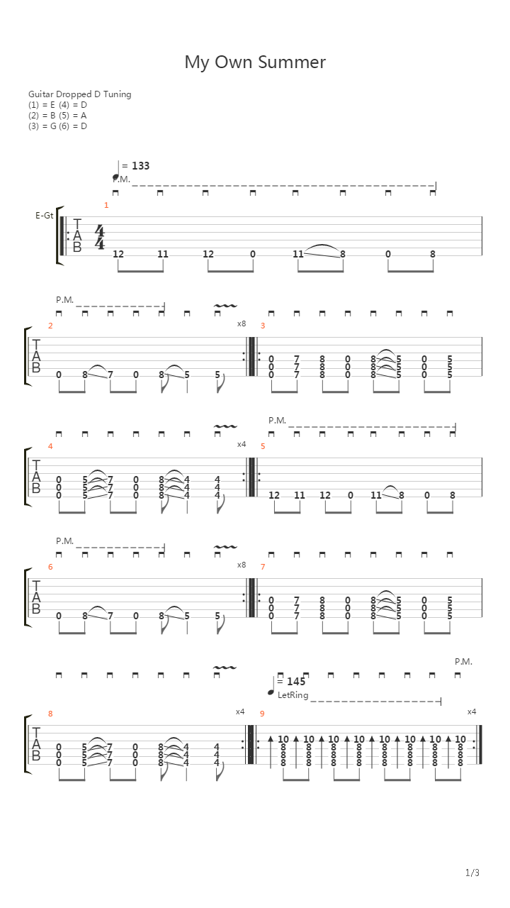 My Own Summer吉他谱