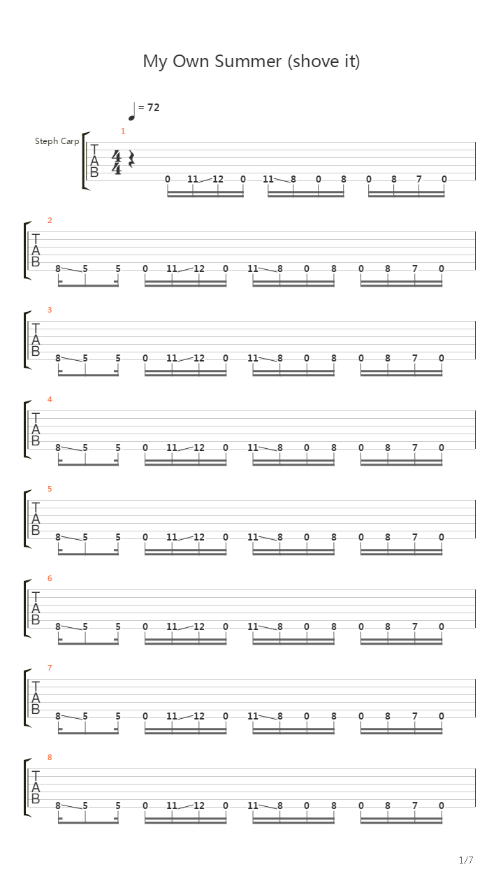 My Own Summer (shove It)吉他谱