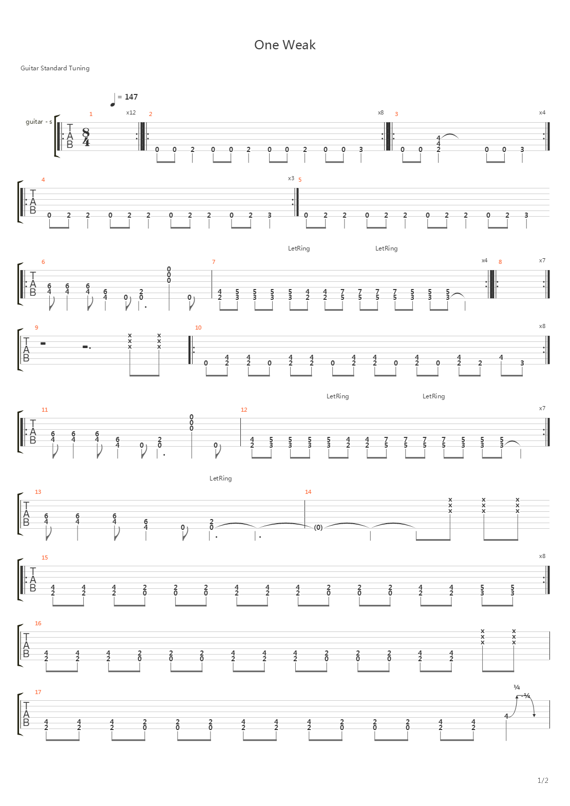 One Weak吉他谱