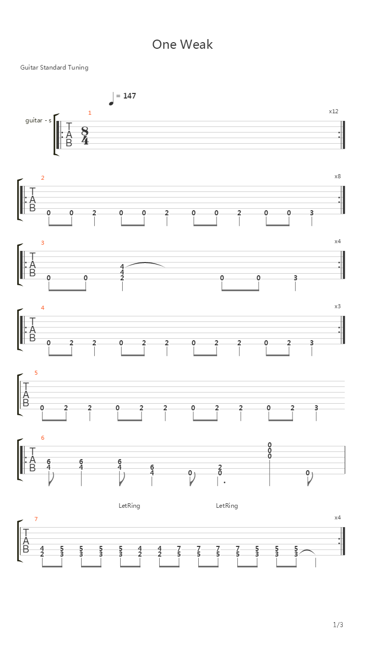 One Weak吉他谱
