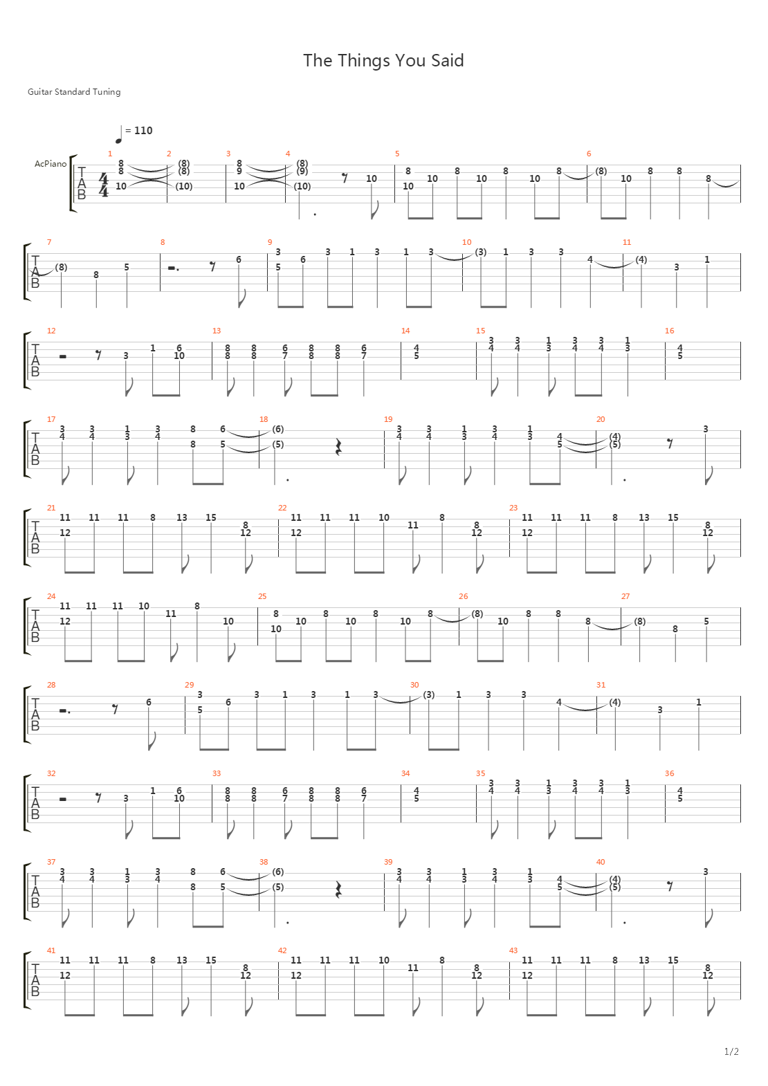 The Things You Said吉他谱