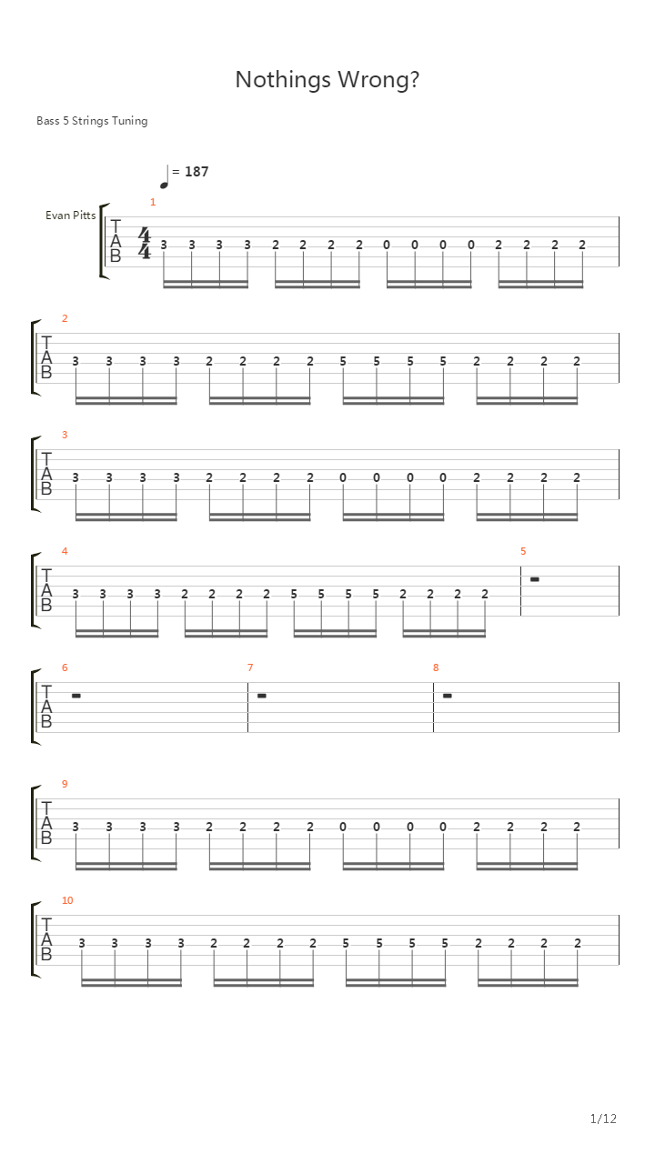 Nothings Wrong吉他谱