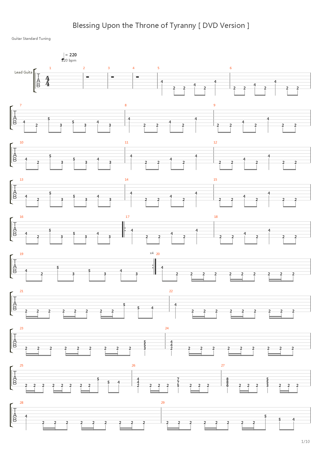Blessing Upon The Throne Of Tyranny (DVD Version)吉他谱