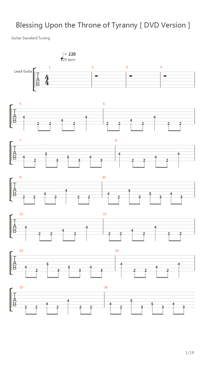 Blessing Upon The Throne Of Tyranny (DVD Version)吉他谱