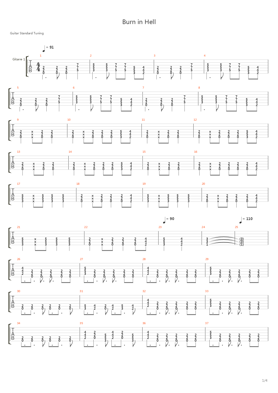 Burn In Hell吉他谱