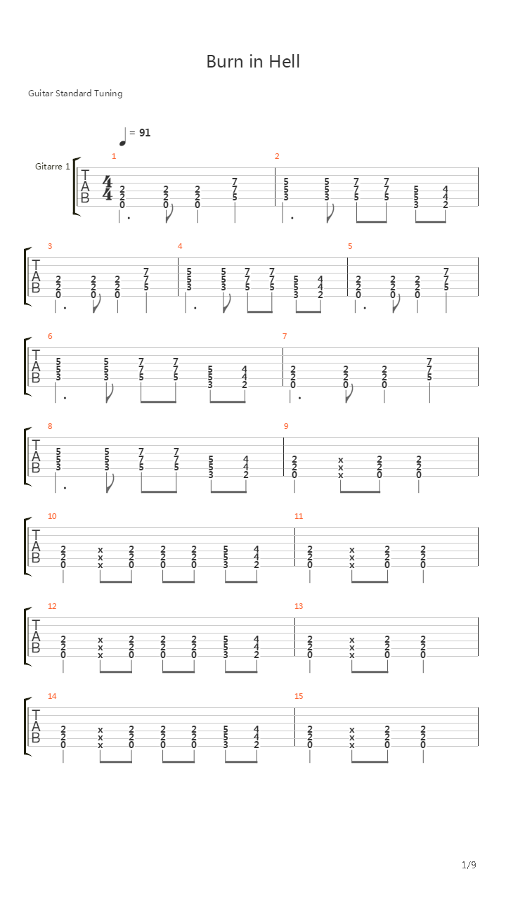 Burn In Hell吉他谱