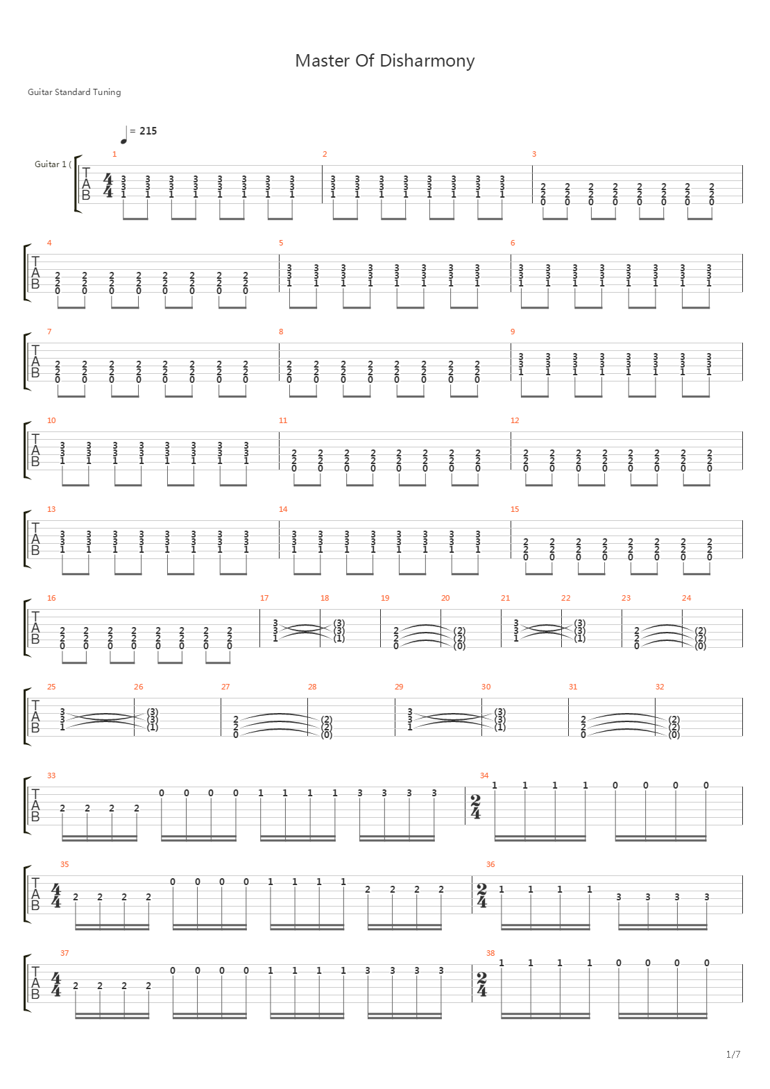 Master Of Disharmony吉他谱
