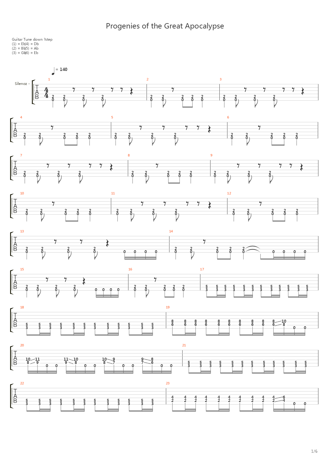 Progenies Of The Great Apocalypse吉他谱