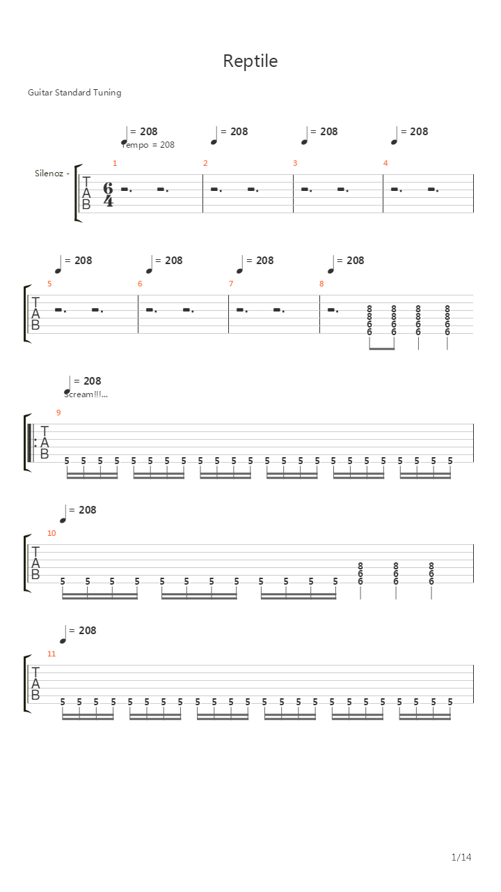 Reptile吉他谱