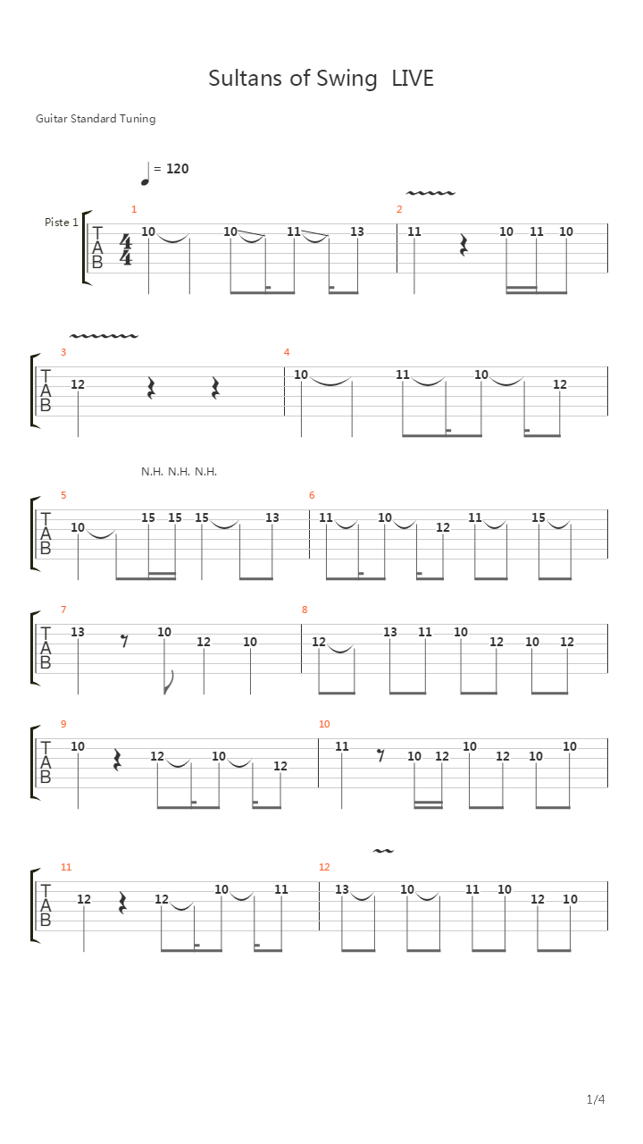Sultans of swing吉他谱