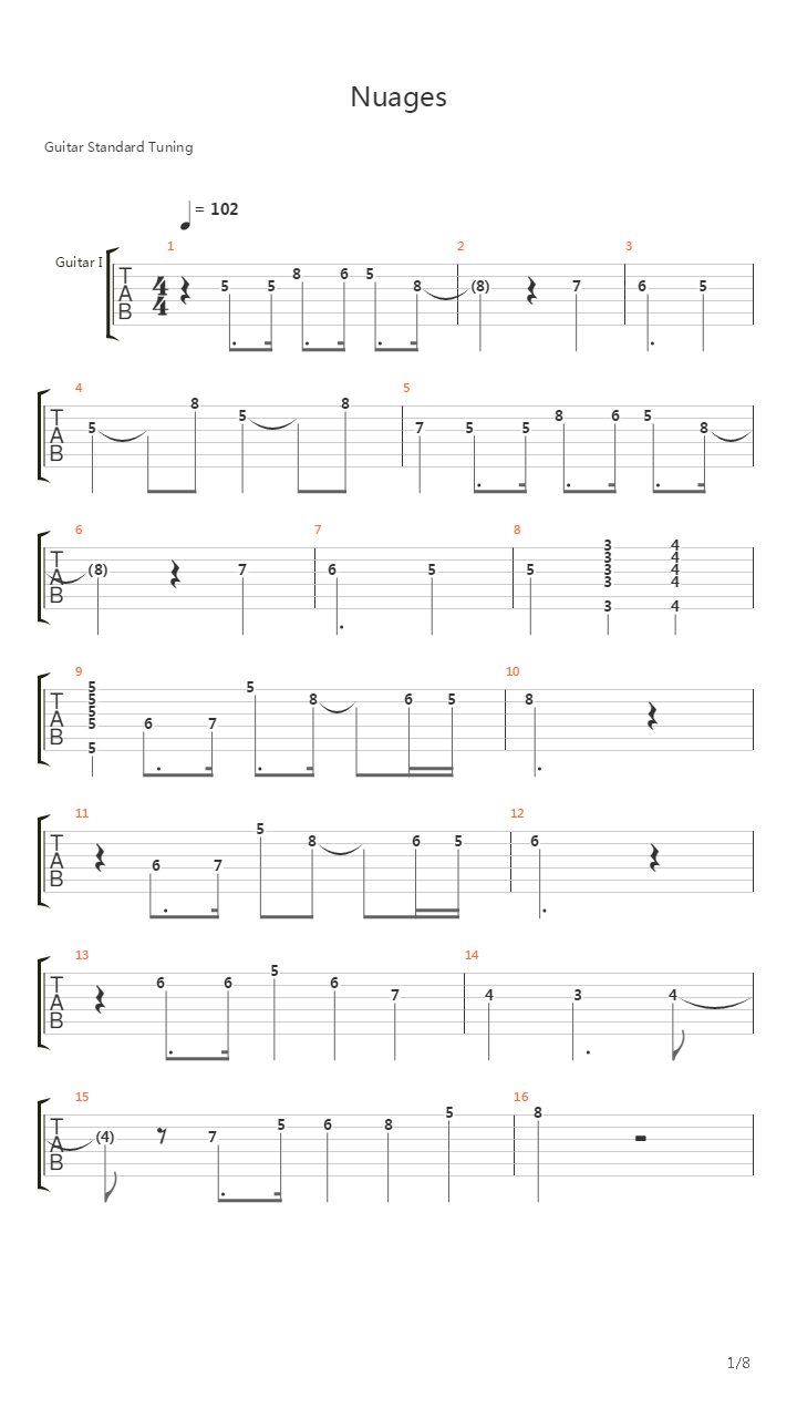 Nuages吉他谱