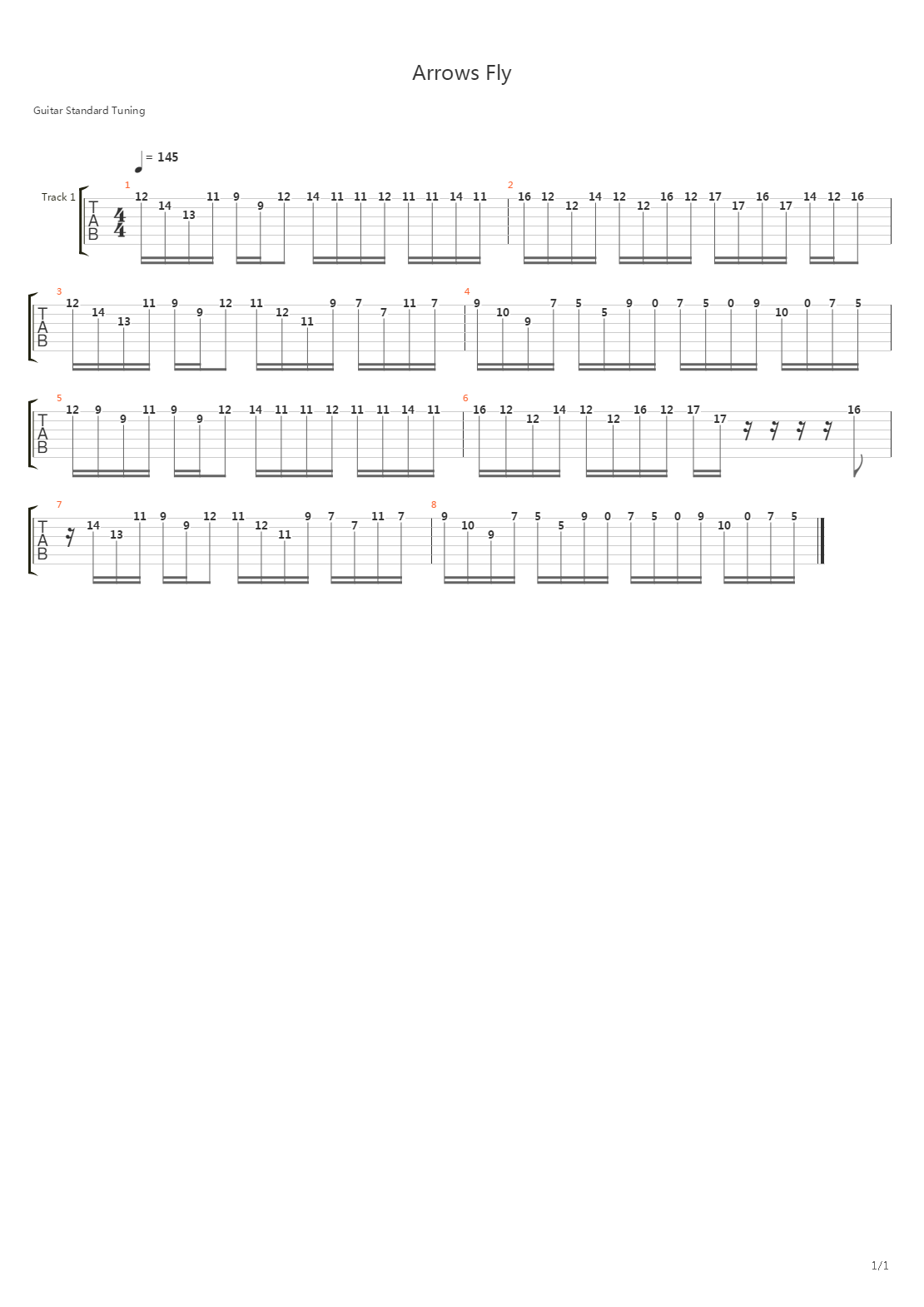 Arrows Fly吉他谱