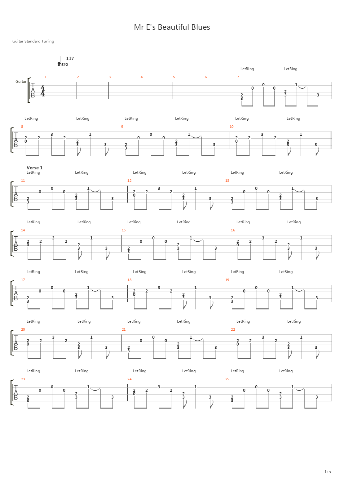 Mr E's Beautiful Blues吉他谱