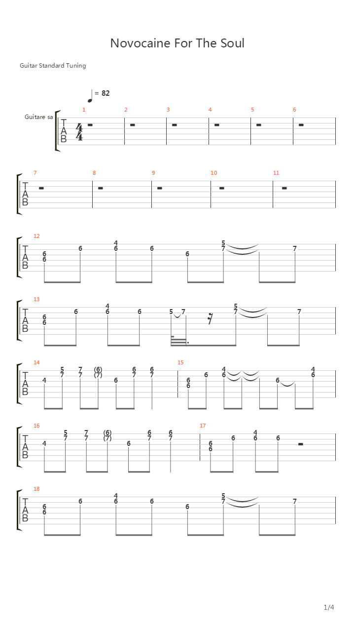 Novocaine For The Soul吉他谱