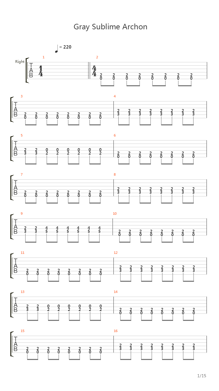 Gray Sublime Archon吉他谱