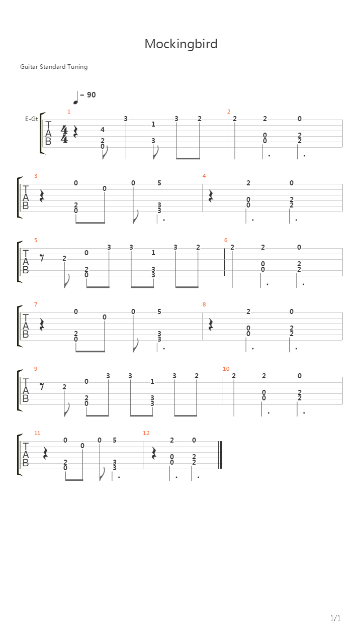 Mockingbird吉他谱