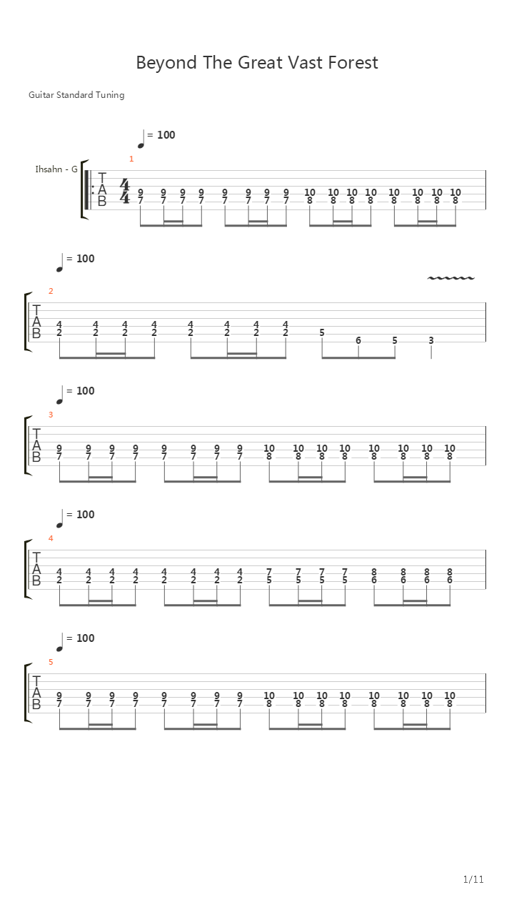 Beyond The Great Vast Forest吉他谱