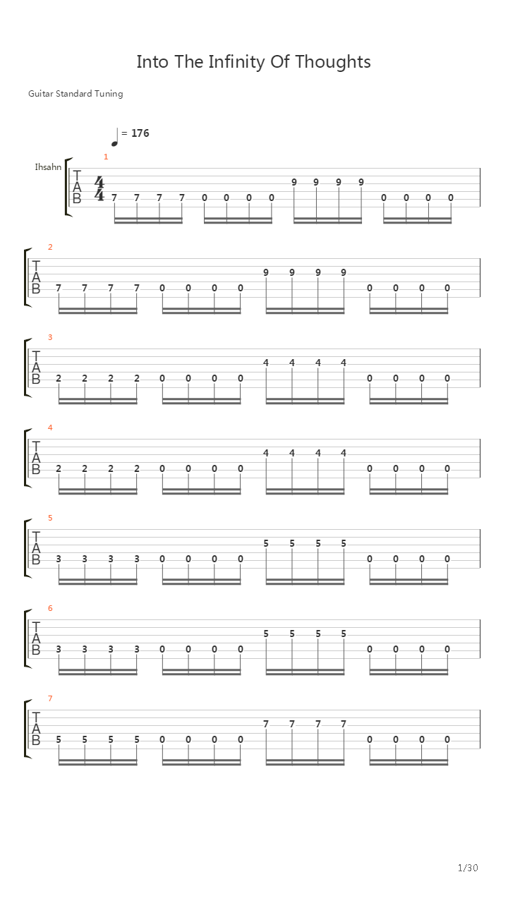 Into The Infinity Of Thoughts吉他谱