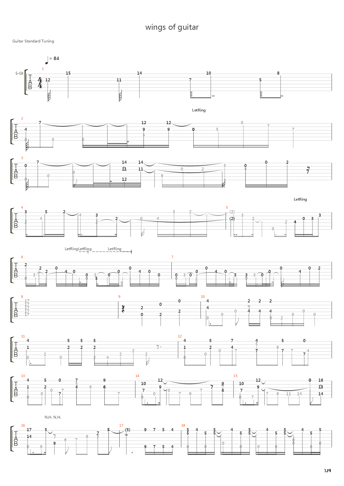 Wings Of piano (wings of guitar)吉他谱