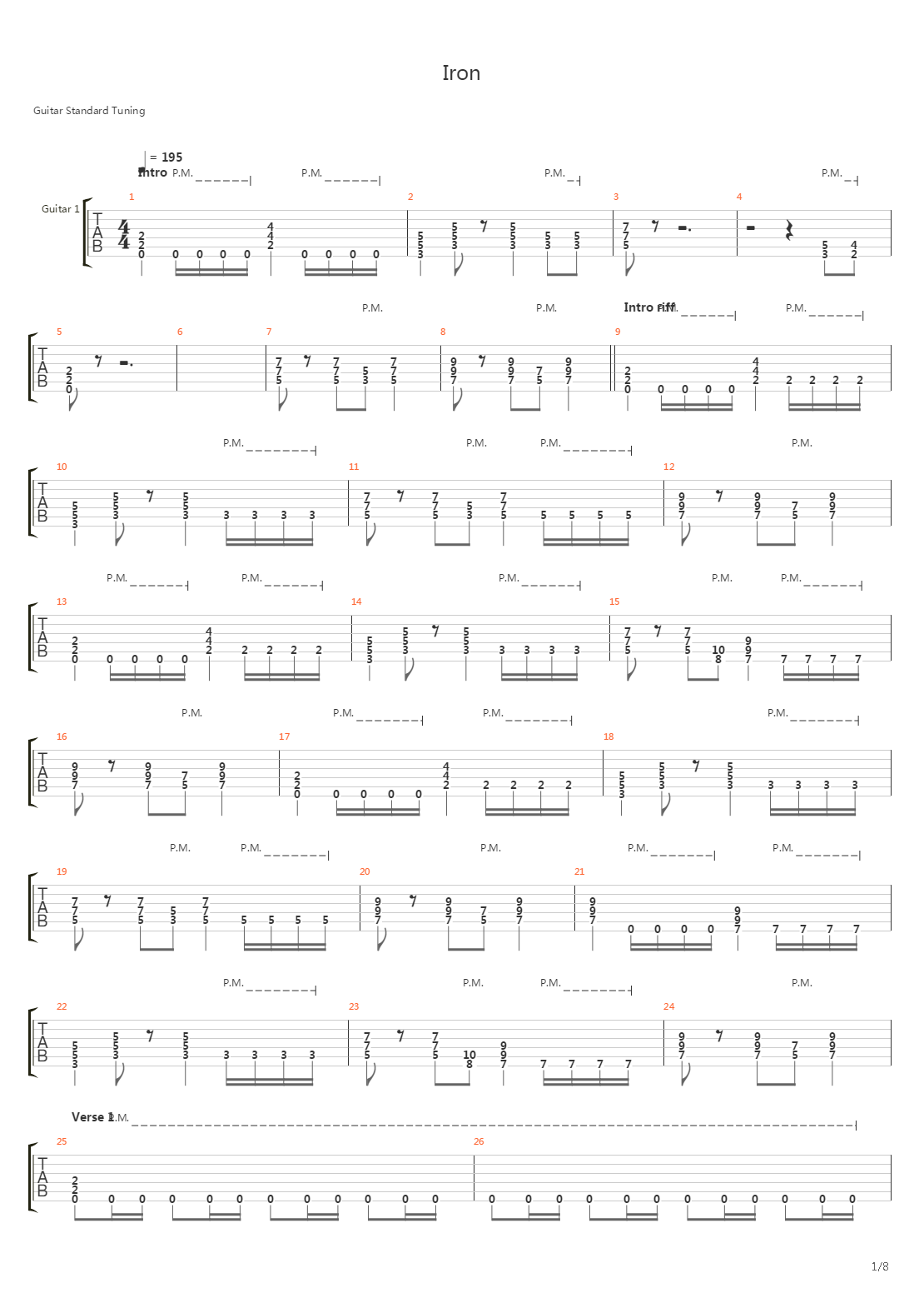 Iron吉他谱