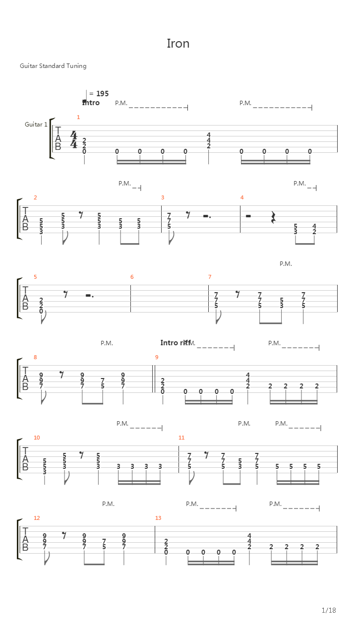 Iron吉他谱