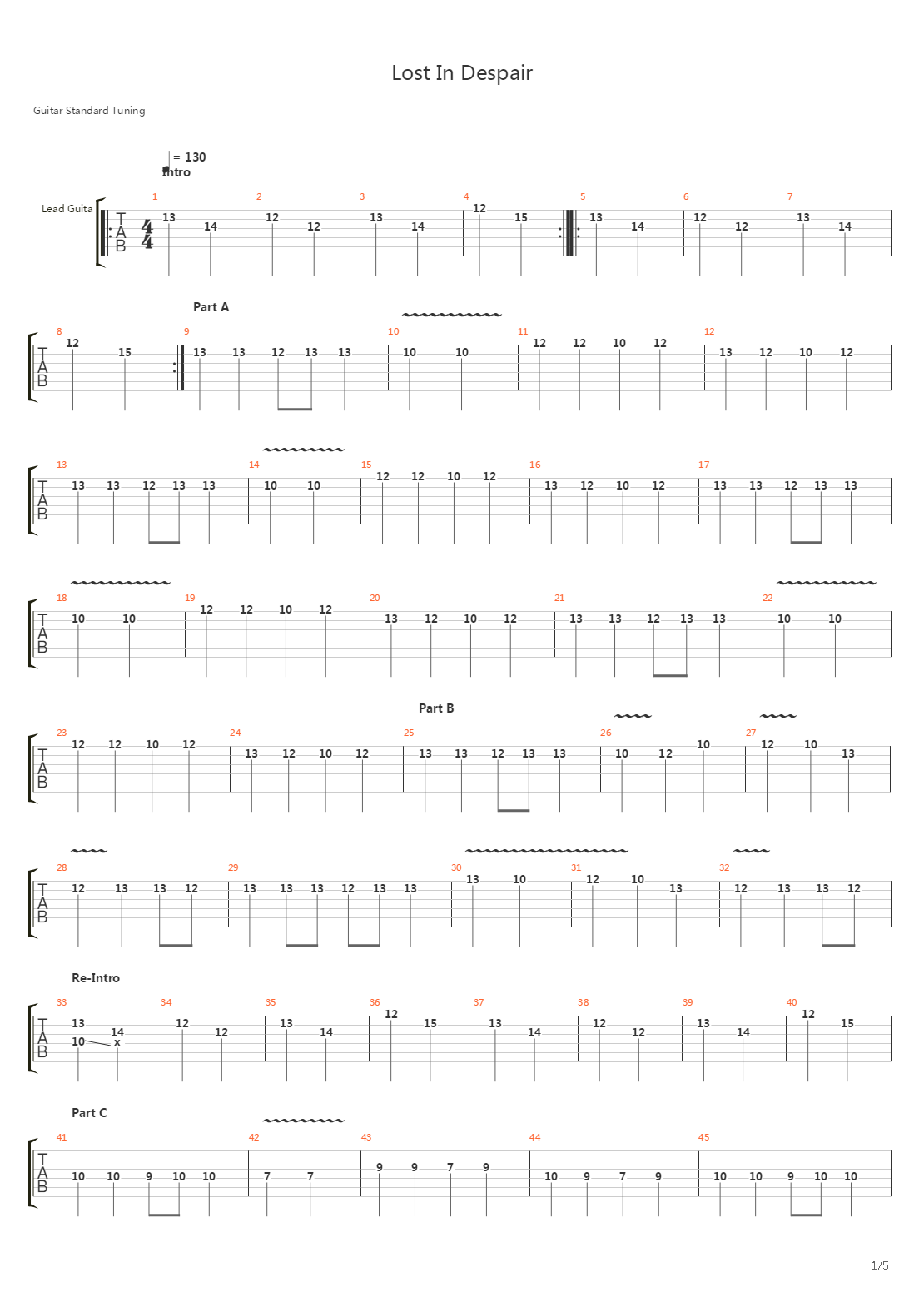 Lost In Despair吉他谱