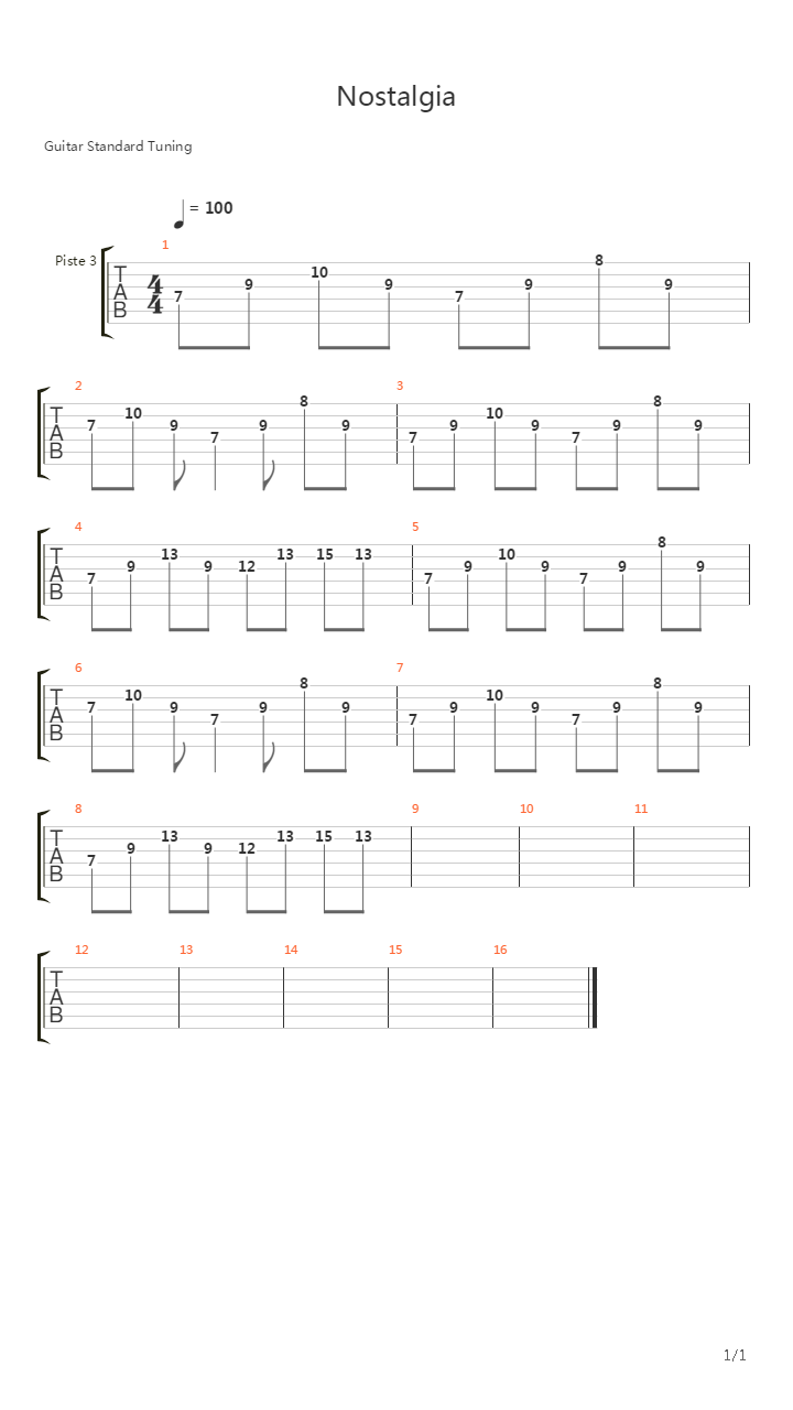 Nostalgia吉他谱
