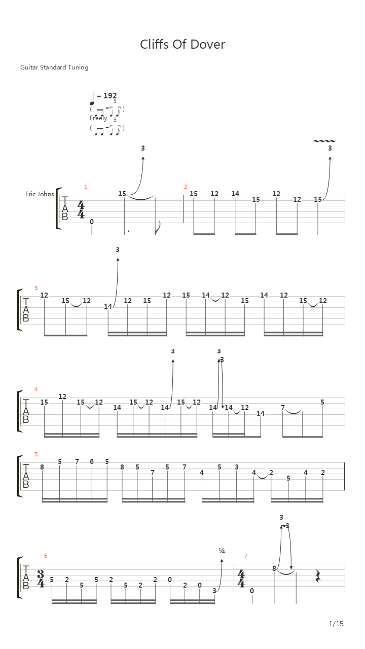 Cliffs of Dover吉他谱