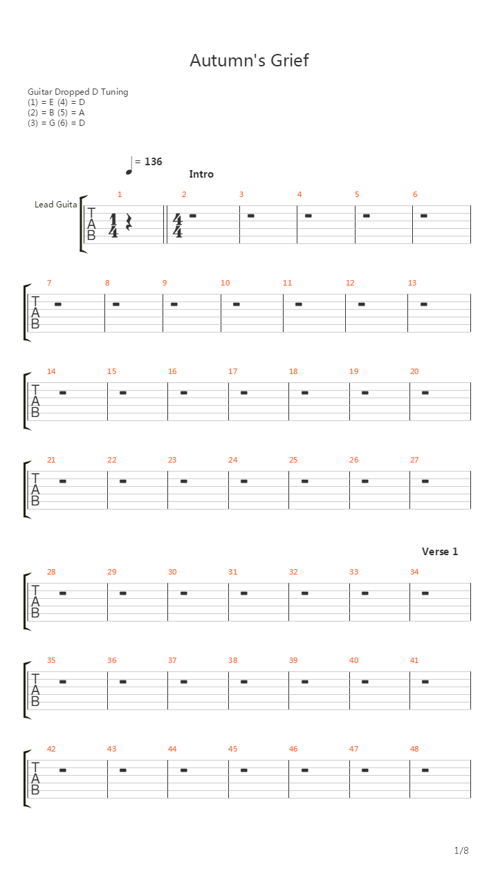 Autumn's Grief吉他谱