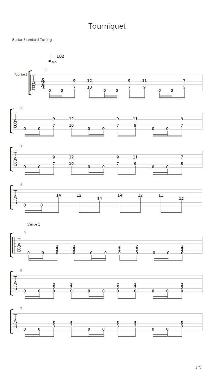 Tourniquet吉他谱