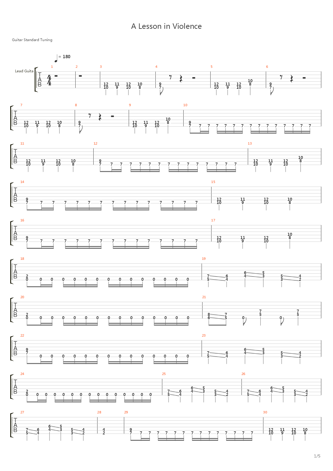 A Lesson In Violence吉他谱
