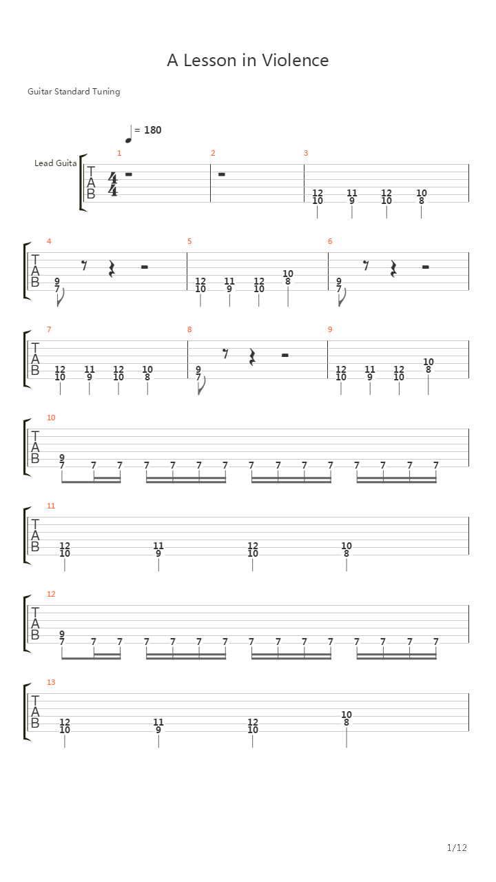 A Lesson In Violence吉他谱