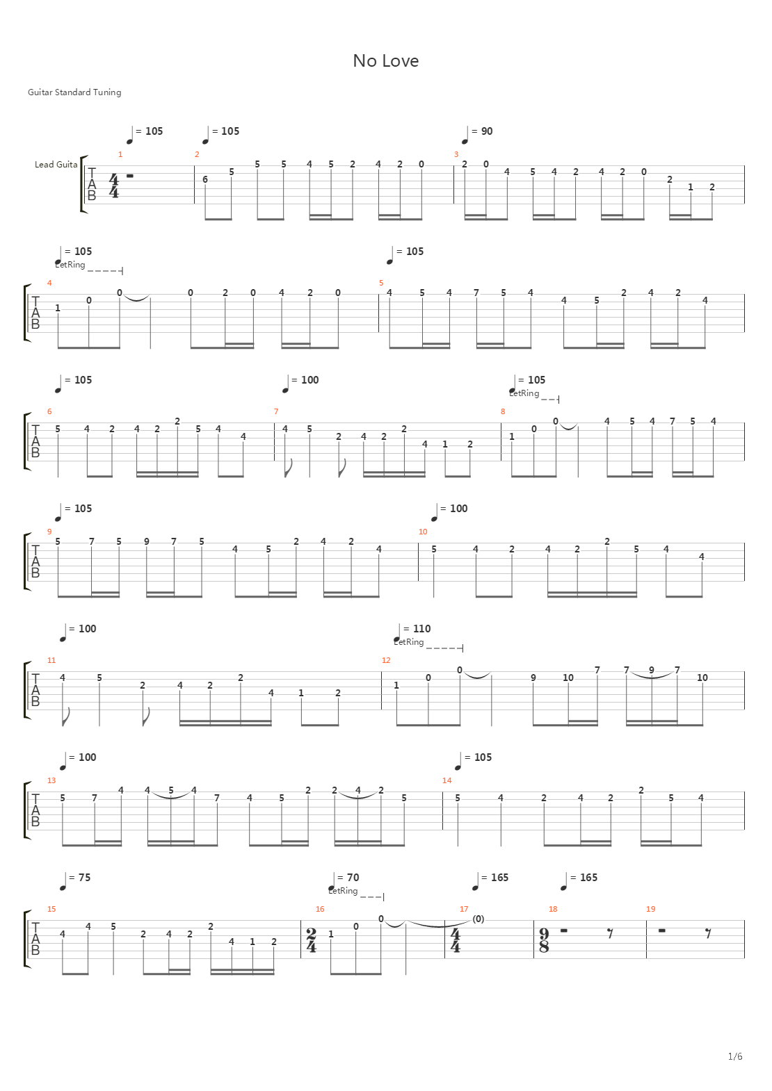 No Love吉他谱