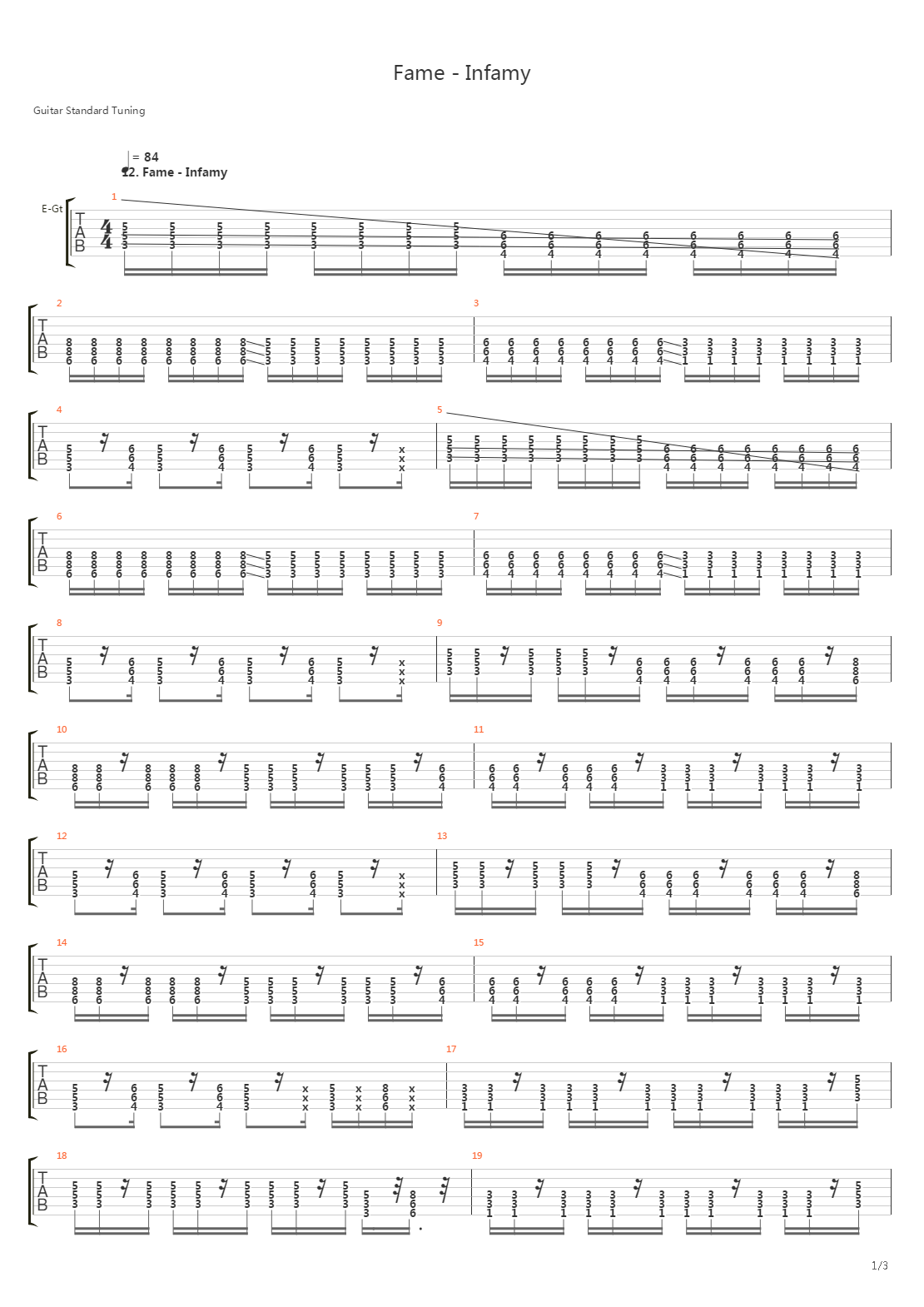 Fame Infamy吉他谱