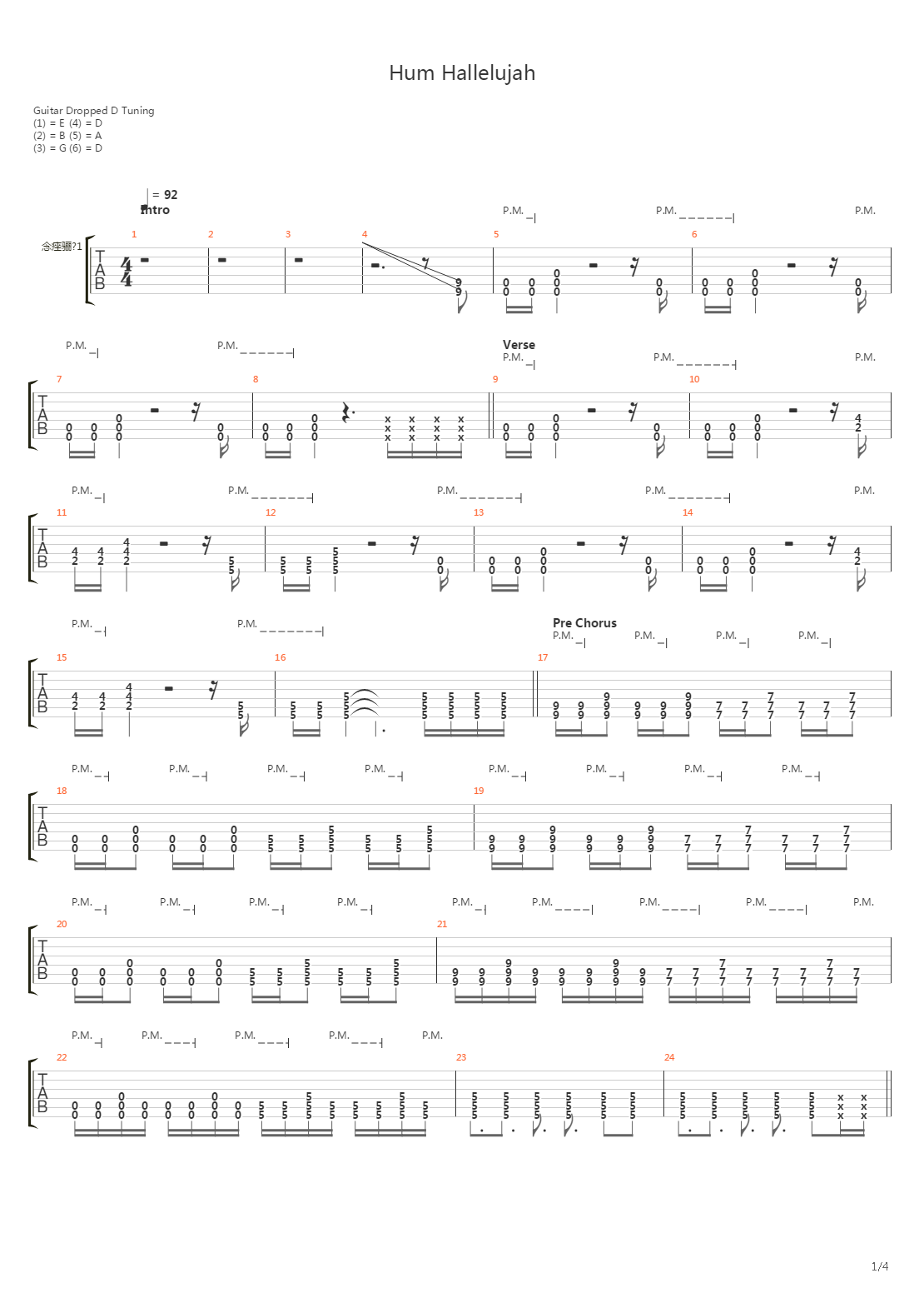 Hum Hallelujah吉他谱